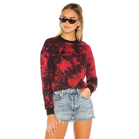 Superdown Breanna Crew Neck Sweatshirt Black Red Tie-Dye Revolve - Picture 1 of 8